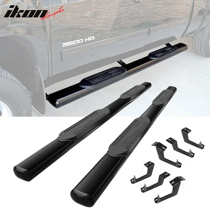 Fits 99-18 Sierra Silverado Crew Cab 5″ Running Boards Side Step Bar