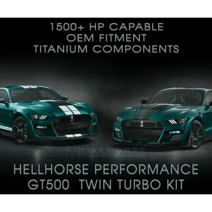 Hellhorse Performance 2020-2022 Ford Mustang GT500 Titanium Mid Mount Twin Turbo Kit – 1500+HP Rated