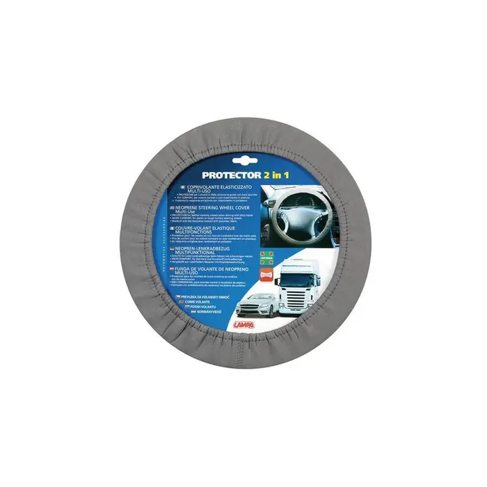 LAMPA Protector 2 in 1 33147 Steering wheel cover Grey, Ø 34-45cm, Polychloroprene (Neoprene)