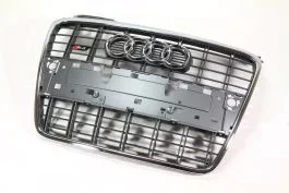 Main Grille with Emblem for B7 S4 (Platinum Grey with Chrome Audi Rings)