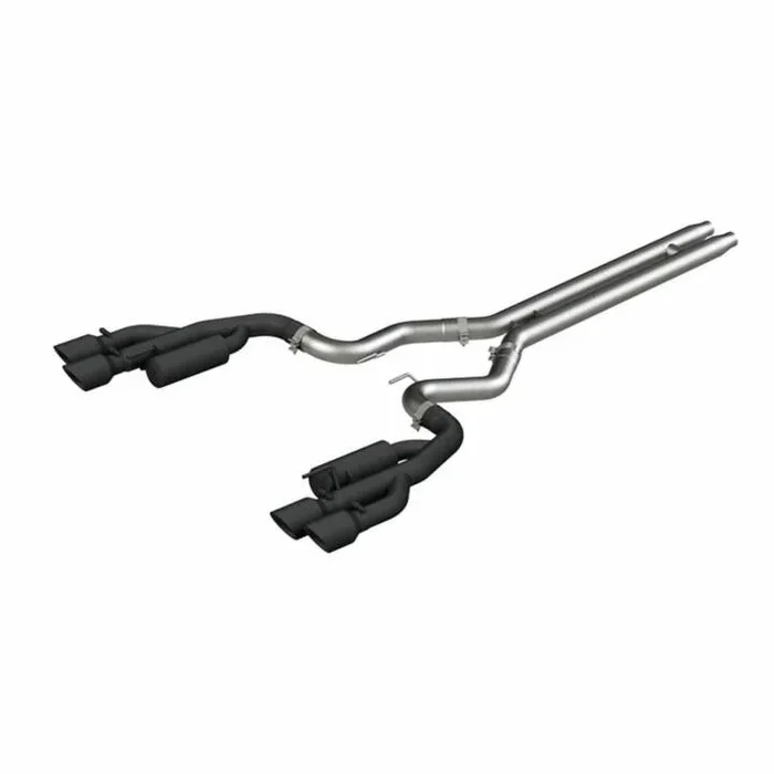 MBRP 2018-2023 Ford Mustang GT 3″ Cat Back Aluminized Dual Quad Exhaust with 4″ Dual Wall Tips – Black Series