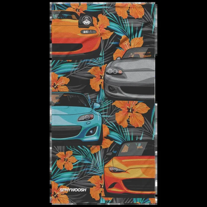 Miata Beach Towel – Orange Hibiscus Floral