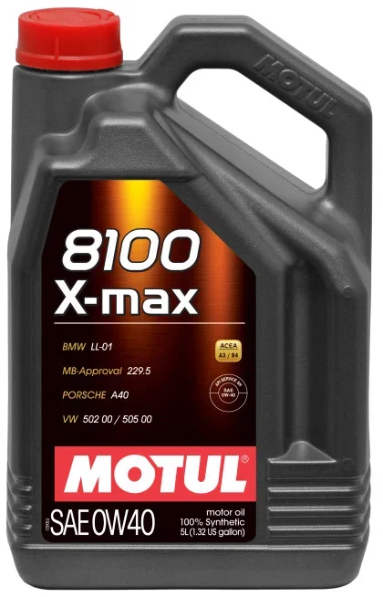 Motul 5L Synthetic Engine Oil 8100 0W40 X-MAX – Porsche A40 (Comes in Case of 4 Units)