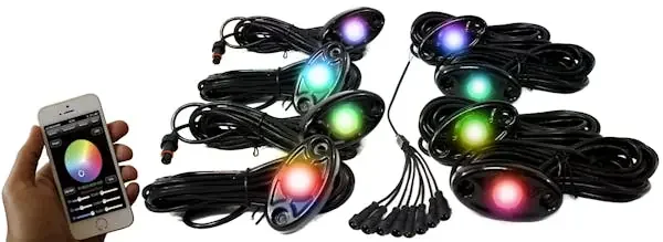 Race Sport Lighting RSLD8KITCS ColorSMART 8-LED Glow Pod BLACK Kit