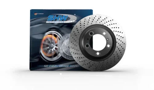 SHW 13-16 Porsche Boxster 2.7L w/o Ceramic Brakes Left Front Drilled-Dimpled MB Brake Rotor shwPFL39811