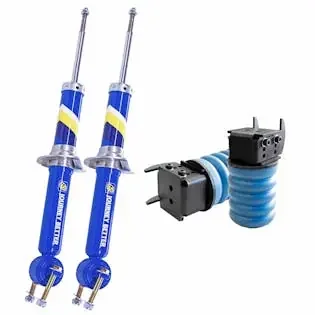 SuperSprings JBS-101-01 Leveling shock with a unit on one side used as an upgrade to factory bump stops