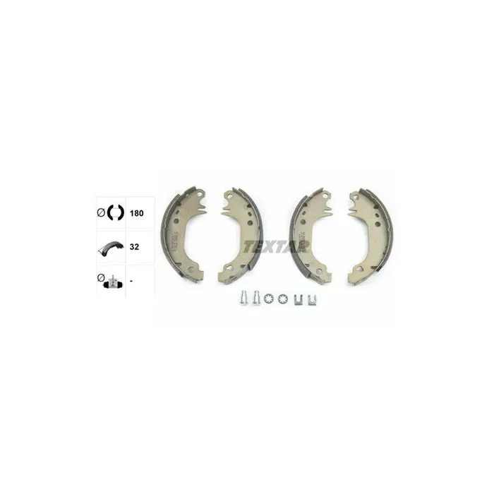 TEXTAR 91038203 Brake Shoe Set without handbrake lever, with accessories