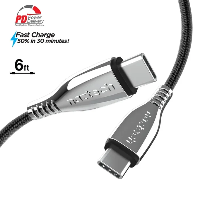 TITANIUM USB-C to USB-C Braided Fast Charge Cable | 6ft | Black