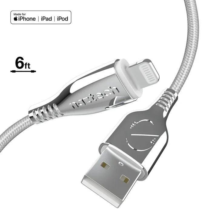 TITANIUM USB to Lightning Braided Cable | 6ft | White