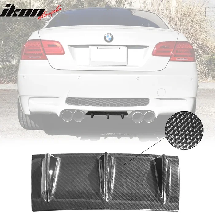 Universal 14″x6″ 3 Fins Carbon Fiber Print Rear Bumper Diffuser ABS
