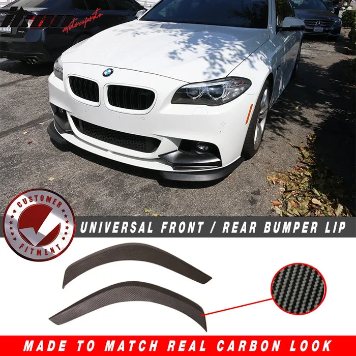 Universal 27×9″ Carbon Fiber Print Front Rear Bumper Lip Splitter 2PCS