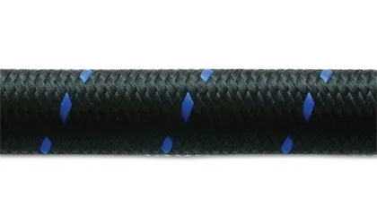 Vibrant -6 AN Two-Tone Black/Blue Nylon Braided Flex Hose (5 foot roll) vib11986B