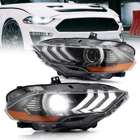 Vland 2018-2023 Ford Mustang LED Dual Beam Projector Headlights (Black)