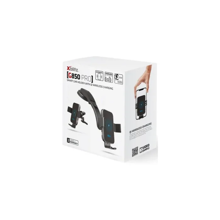 XBLITZ G850 PRO Car phone holder with ball joint, with wireless charger, dashboard, with USB plug (type C), universal