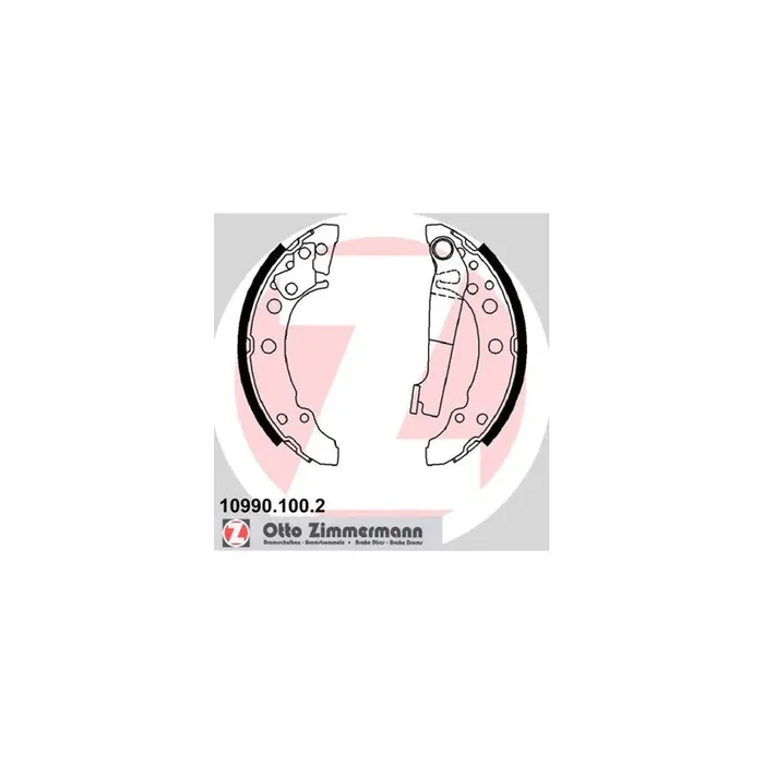 ZIMMERMANN 10990.100.2 Brake Shoe Set Photo corresponds to scope of supply, with lever