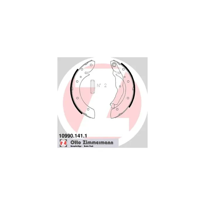 ZIMMERMANN 10990.141.1 Brake Shoe Set Photo corresponds to scope of supply, with lever