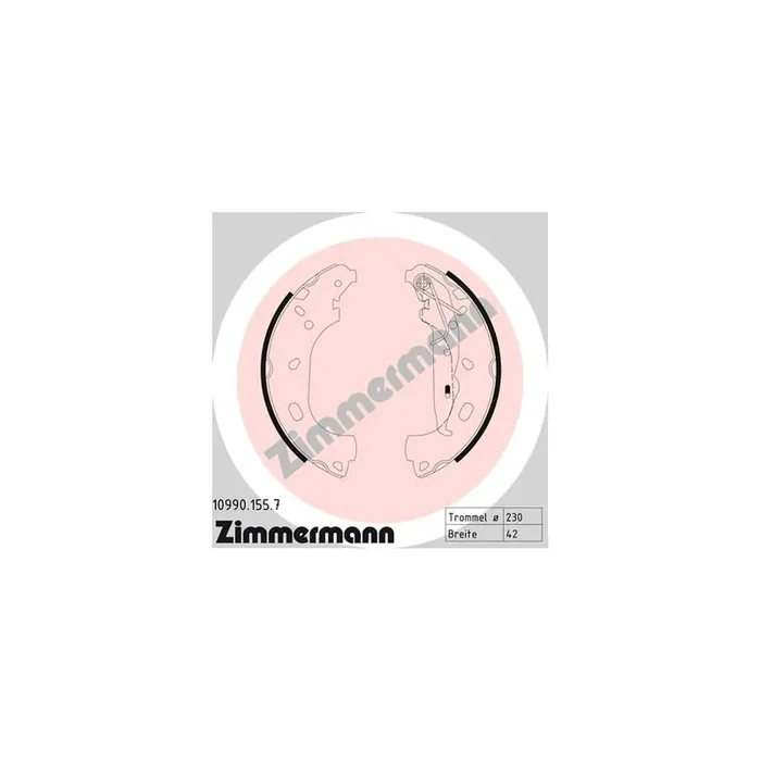 ZIMMERMANN 10990.155.7 Brake Shoe Set for OPEL ASTRA Photo corresponds to scope of supply, with lever