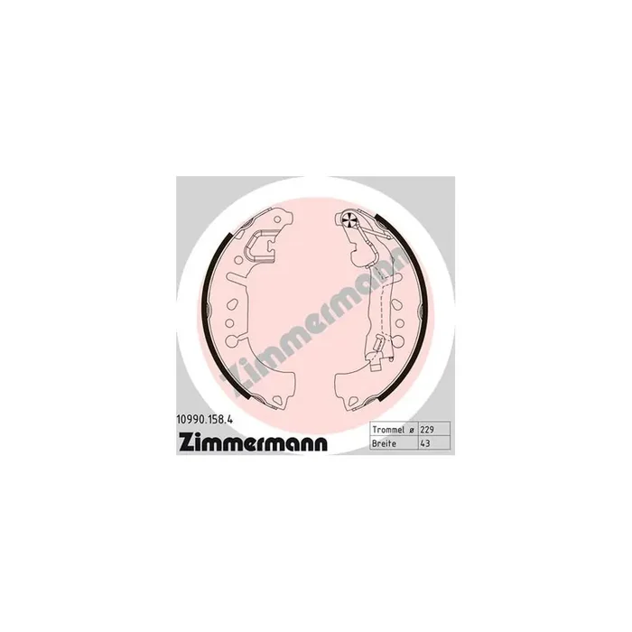 ZIMMERMANN 10990.158.4 Brake Shoe Set Photo corresponds to scope of supply, with lever